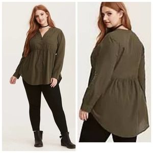 Torrid 5X Emma Olive Shadow Stripe Babydoll Tunic